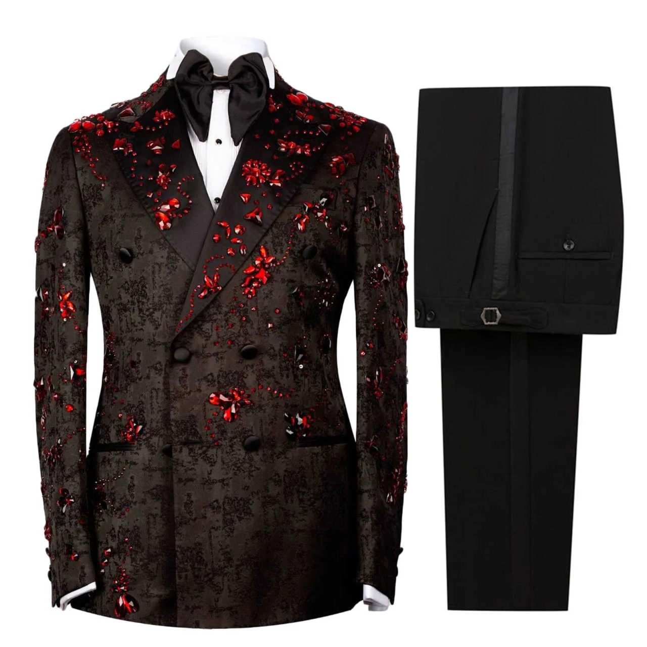 Sparkly Wedding Tuxedos 2 Pcs Crystal Double Breasted Men Suit Jacquard Peaked Lapel Grooms Evening Blazers Customized
Sparkly Wedding Tuxedos 2 Pcs Crystal Double Breasted Men Suit Jacquard Peaked Lapel Grooms Evening Blazers Customized