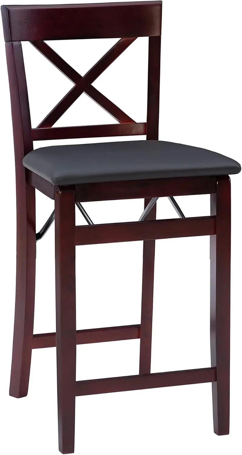 Brown Folding Counter Stool with X-Back Design, Space-Saving Kitchen Bar Seat
Brown Folding Counter Stool with X-Back Design, Space-Saving Kitchen Bar Seat