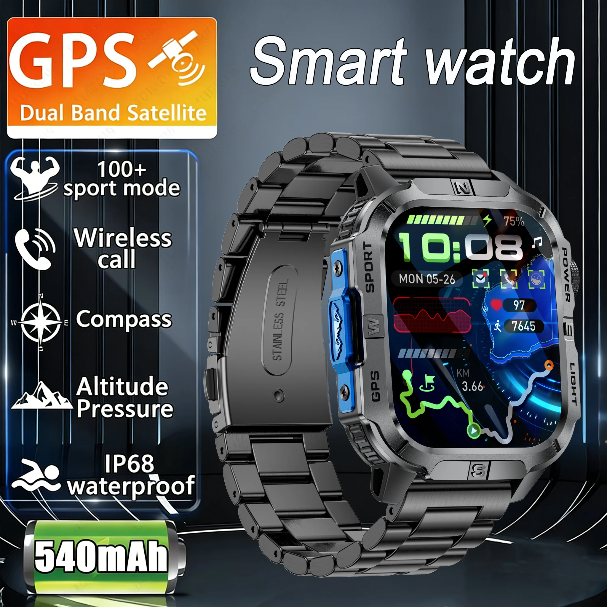 2.01-HD AMOLED GPS Smart Watch 3ATM Waterproof Built-in Dual-band GNSS Altitude Compass Military Sport Smartwatch Men 2025 New
2.01-HD AMOLED GPS Smart Watch 3ATM Waterproof Built-in Dual-band GNSS Altitude Compass Military Sport Smartwatch Men 2025 New