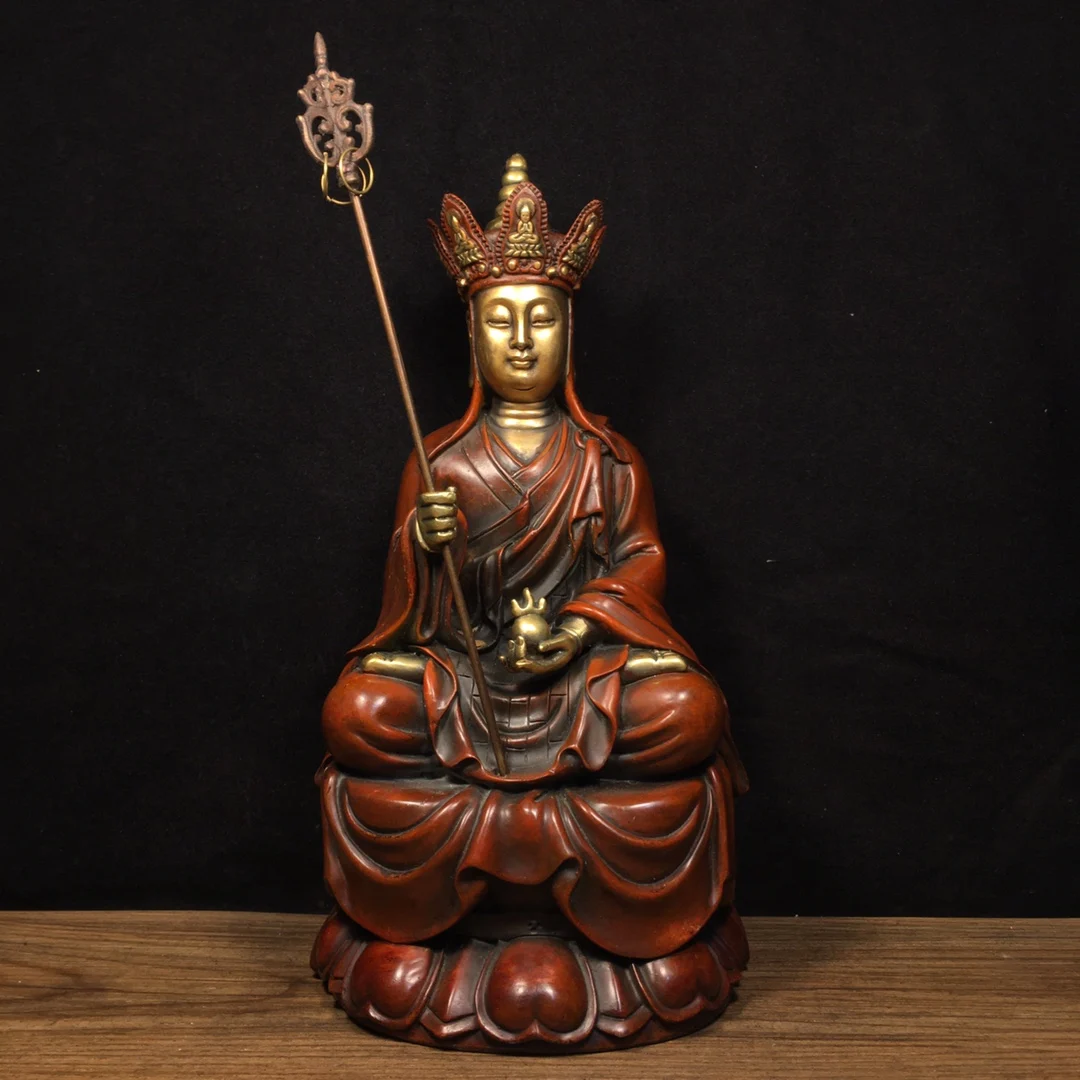 11"Tibetan Temple Collection Old Bronze Gilded Real Gold Ksitigarbha Bodhisattva Buddha Amitabha Lotus Platform Worship Hall
11"Tibetan Temple Collection Old Bronze Gilded Real Gold Ksitigarbha Bodhisattva Buddha Amitabha Lotus Platform Worship Hall