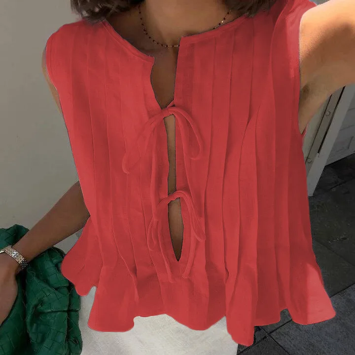 Elegant Pleated Sleeveless Top, High Waist Commuter Vest, Sleeveless Loose 2025 Spring And Summer New Fashion Women's Clothing
Elegant Pleated Sleeveless Top, High Waist Commuter Vest, Sleeveless Loose 2025 Spring And Summer New Fashion Women's Clothing