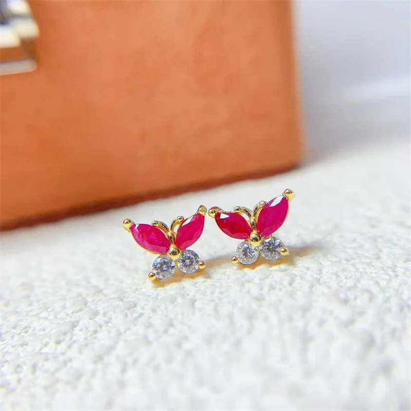 Real S925 Sterling Silver Stud Earrings for Women Natural Ruby Elegant Butterfly Shape Fine Jewelry for Girl with Certificate
Real S925 Sterling Silver Stud Earrings for Women Natural Ruby Elegant Butterfly Shape Fine Jewelry for Girl with Certificate