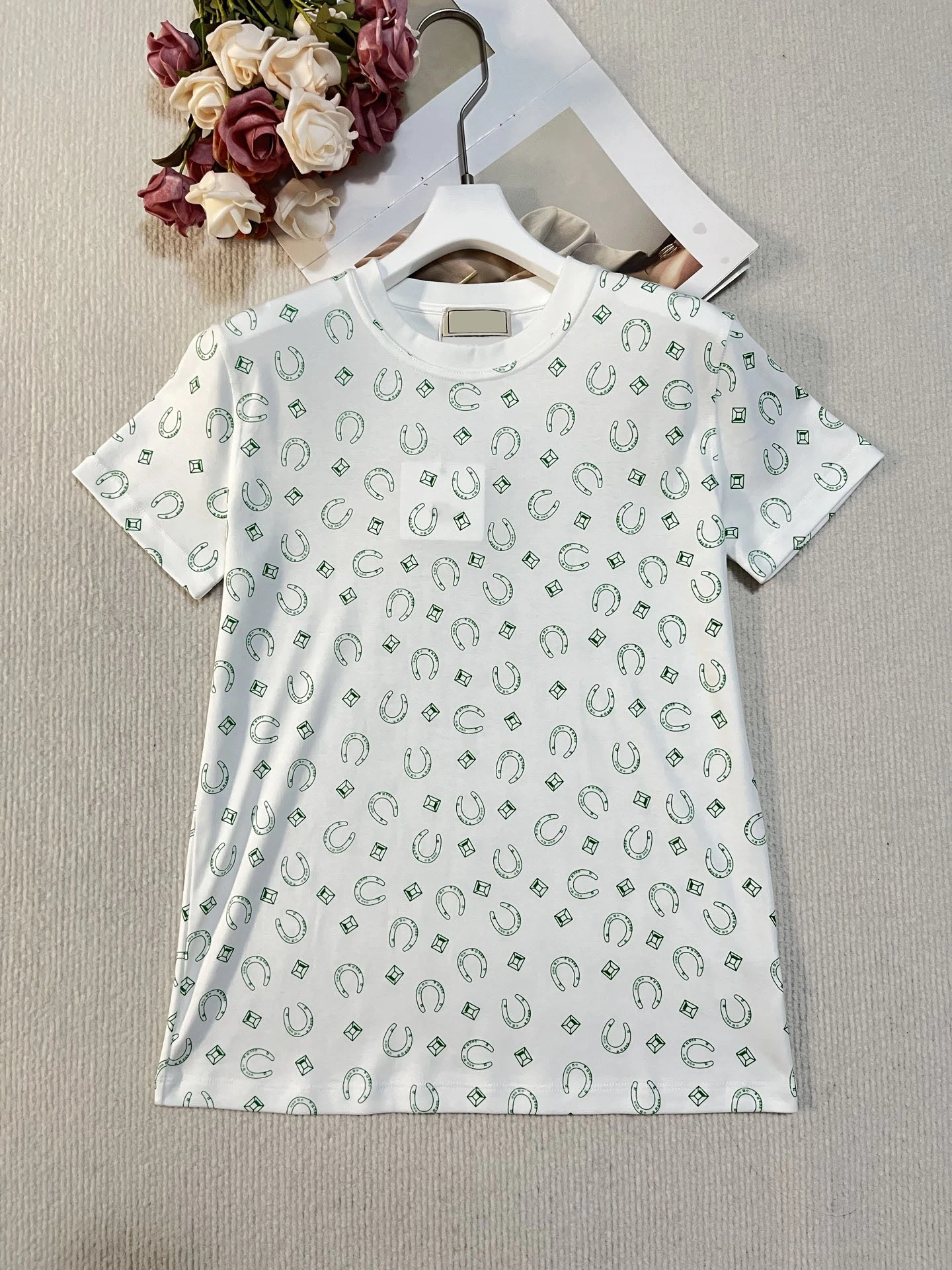 Pure Cotton round Neck Short Sleeve T-Shirt Women's Classic Hoof Print Casual Comfortable Breathable Summer New Arrival
Pure Cotton round Neck Short Sleeve T-Shirt Women's Classic Hoof Print Casual Comfortable Breathable Summer New Arrival