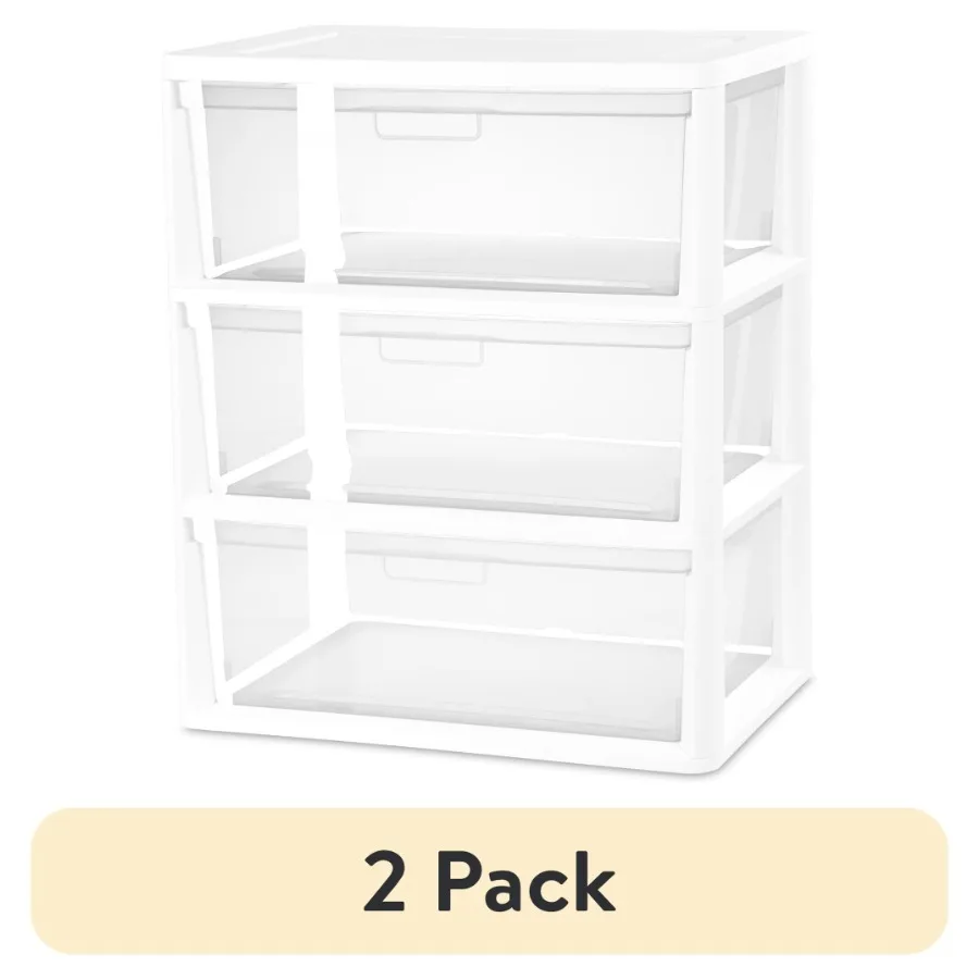 2 Pack Wide 3-Drawer Tower Plastic Storage Organizer with Removable Clear Bins for Bedroom Closet Office, Easy Tool-Free Assemb
2 Pack Wide 3-Drawer Tower Plastic Storage Organizer with Removable Clear Bins for Bedroom Closet Office, Easy Tool-Free Assemb