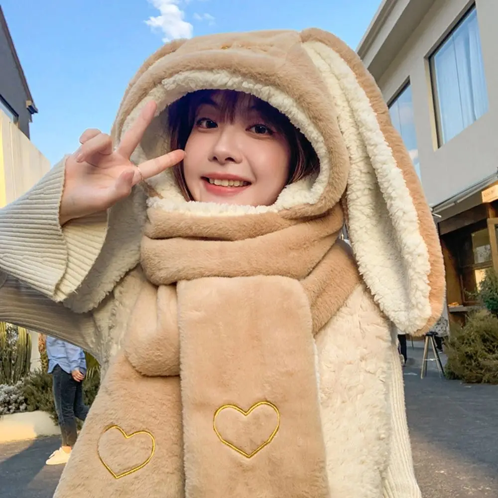 Faur Fur Cartoon Hat Winter Warmt Cold Protection Big Rabbit Ears Hat Thickened Hat Scarf Glove One Piece Set For Women Girls
Faur Fur Cartoon Hat Winter Warmt Cold Protection Big Rabbit Ears Hat Thickened Hat Scarf Glove One Piece Set For Women Girls