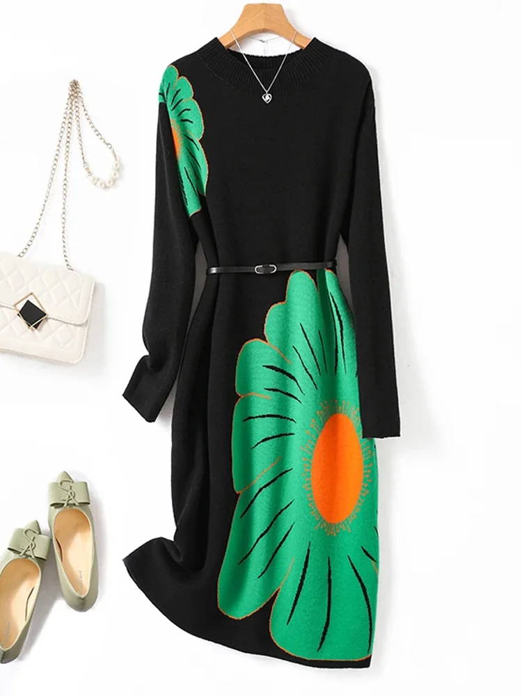 Oversize Women Fashion Knitting Dresses 2024 Vintage Gradient O Neck Flower Print Pullover Office Lady Long Sweater Bottom Dress
Oversize Women Fashion Knitting Dresses 2024 Vintage Gradient O Neck Flower Print Pullover Office Lady Long Sweater Bottom Dress