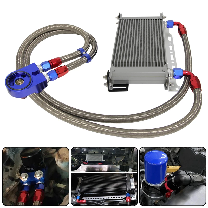 Universal 19 Row 248mm AN10 Engine Transmission Oil Cooler w/Bracktt + Aluminum Filter Adapter Kit Silver / Black
Universal 19 Row 248mm AN10 Engine Transmission Oil Cooler w/Bracktt + Aluminum Filter Adapter Kit Silver / Black
