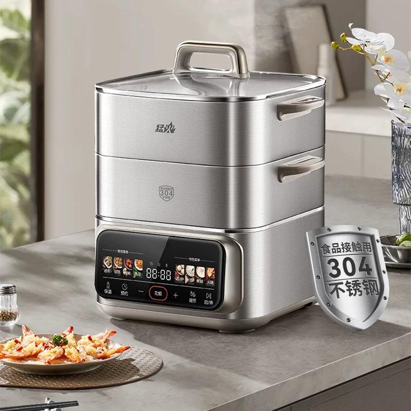 17L Electric Steamer Multi-Function 3-Tier All-Stainless Steel Home Cooker New Model with Pre-Set Timer 220V
17L Electric Steamer Multi-Function 3-Tier All-Stainless Steel Home Cooker New Model with Pre-Set Timer 220V