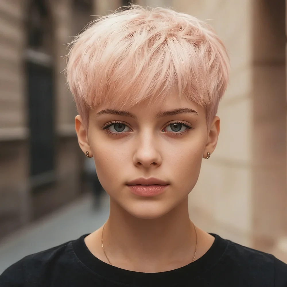 Модный текстурированный парик пастельно-розового цвета с короткой стрижкой пикси и неровной челкой, естественно выглядящий короткий многослойный парик для женщин, легко укладываемый в стиле пикси.
Модный текстурированный парик пастельно-розового цвета с короткой стрижкой пикси и неровной челкой, естественно выглядящий короткий многослойный парик для женщин, легко укладываемый в стиле пикси.