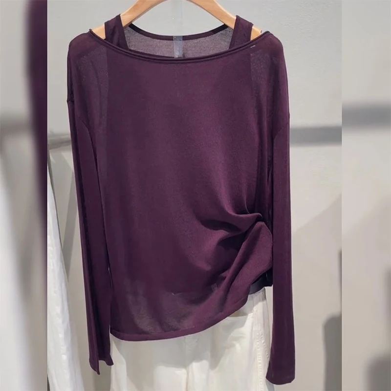 Ранняя осень, светло-фиолетовый вязаный топ Maturi с лямкой и длинным светом, женская универсальная утягивающая верхняя одежда Personali
Ранняя осень, светло-фиолетовый вязаный топ Maturi с лямкой и длинным светом, женская универсальная утягивающая верхняя одежда Personali