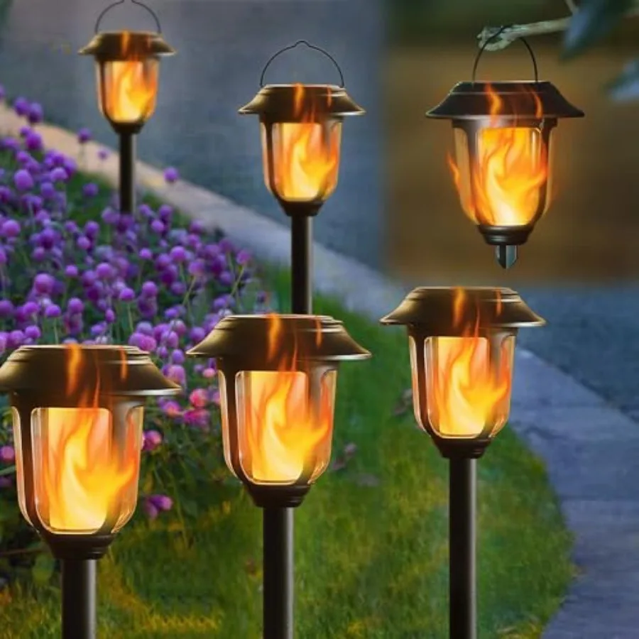 Dual Use Solar Flame Lights Outdoor 6 Pack, Solar Flickering Flame Pathway Lights, Hanging Lantern Light, Auto On/Off and Water
Dual Use Solar Flame Lights Outdoor 6 Pack, Solar Flickering Flame Pathway Lights, Hanging Lantern Light, Auto On/Off and Water