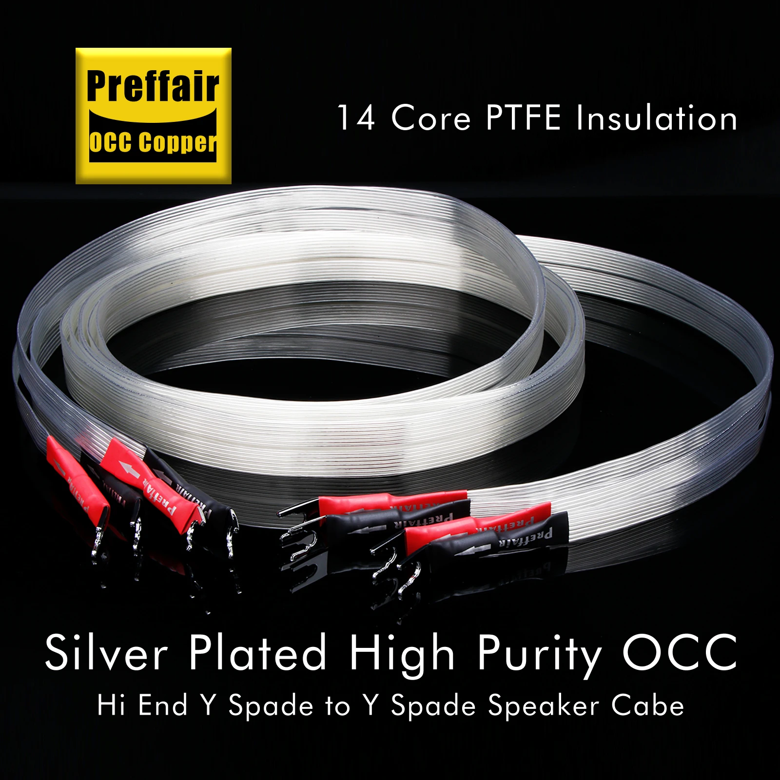Hifi Audiophile Speaker Cable OCC Silver Plated Flat Speaker Cable Carbon Fiber Rhodium Plate Banana Spade Plug
Hifi Audiophile Speaker Cable OCC Silver Plated Flat Speaker Cable Carbon Fiber Rhodium Plate Banana Spade Plug