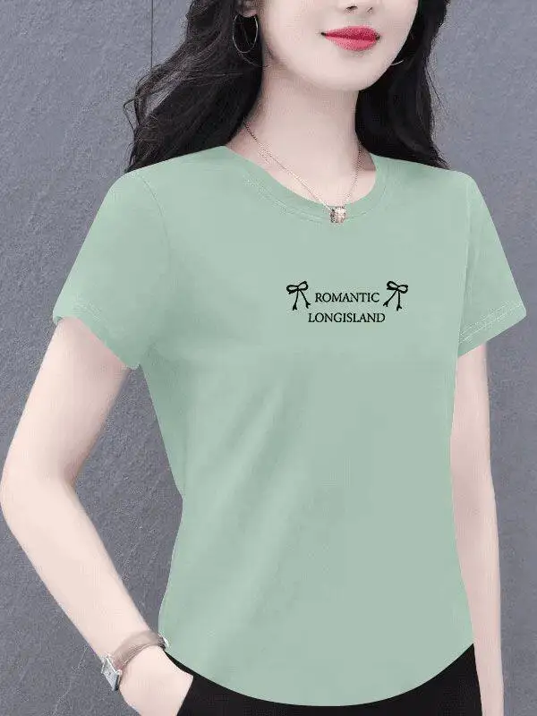 Summer Casual Short Sleeve Women's T-shirt Fashionable Korean Style Print Arc Design Versatile Comfortable Cotton Top
Summer Casual Short Sleeve Women's T-shirt Fashionable Korean Style Print Arc Design Versatile Comfortable Cotton Top