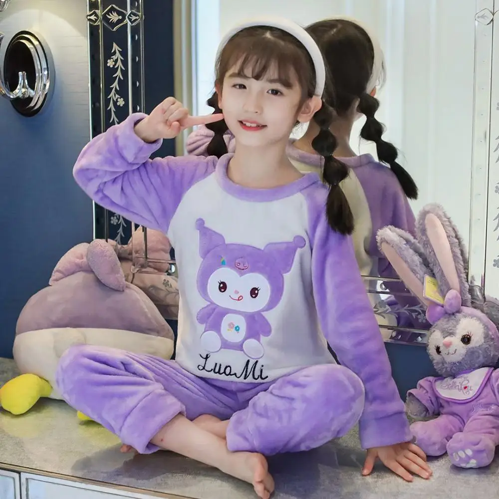 Kawaii Sanrio Kuromi пижамы для девочек Cinnamoroll Детские фланелевые ночные рубашки одежда для сна аниме мультфильм осень зима Детская домашняя одежда
Kawaii Sanrio Kuromi пижамы для девочек Cinnamoroll Детские фланелевые ночные рубашки одежда для сна аниме мультфильм осень зима Детская домашняя одежда