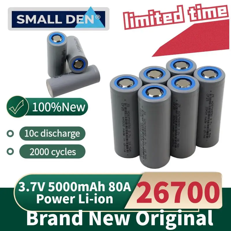 26700 Battery Rechargeable Battery 3.7V 5000mAh 80A Power Li-ion High Discharge Batteries for Electrical Tools
26700 Battery Rechargeable Battery 3.7V 5000mAh 80A Power Li-ion High Discharge Batteries for Electrical Tools