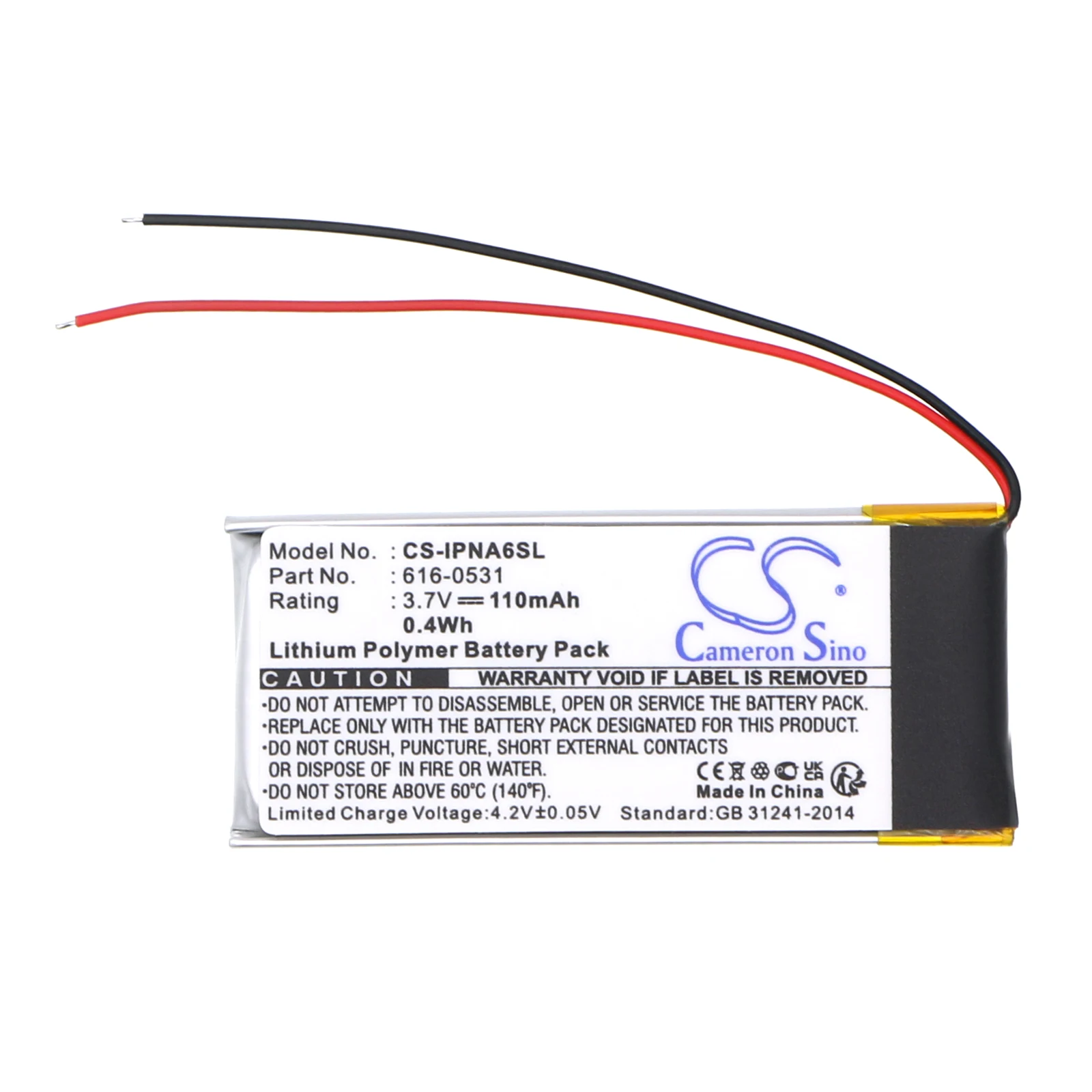 Li-Polymer Battery Pack for Apple iPod Nano 6th Gen MP3 Player - 3.7V 110mAh Replacement
Li-Polymer Battery Pack for Apple iPod Nano 6th Gen MP3 Player - 3.7V 110mAh Replacement