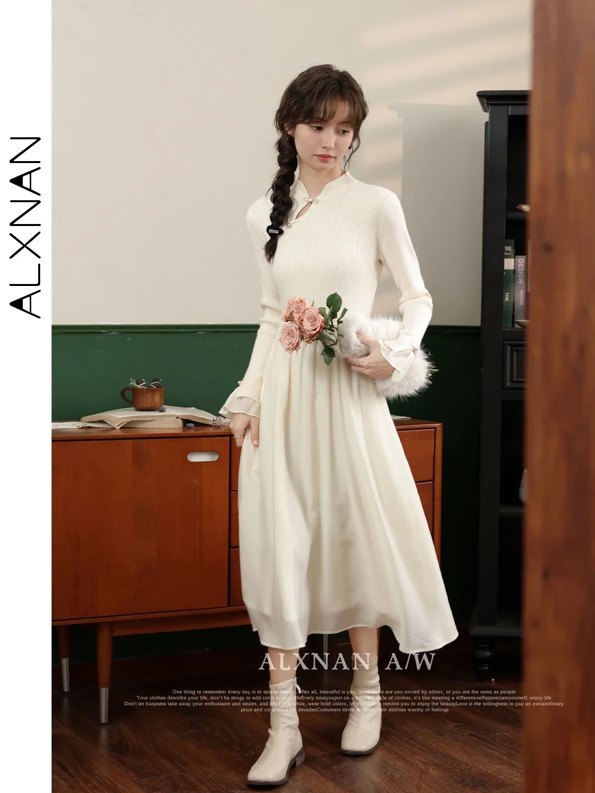 ALXNAN Women's Knitted Dress Chinese Style Elegant Long Dresses A-line Fashion Pearl Chic Buttons Long Sleeve Clothing LXN32998
ALXNAN Women's Knitted Dress Chinese Style Elegant Long Dresses A-line Fashion Pearl Chic Buttons Long Sleeve Clothing LXN32998