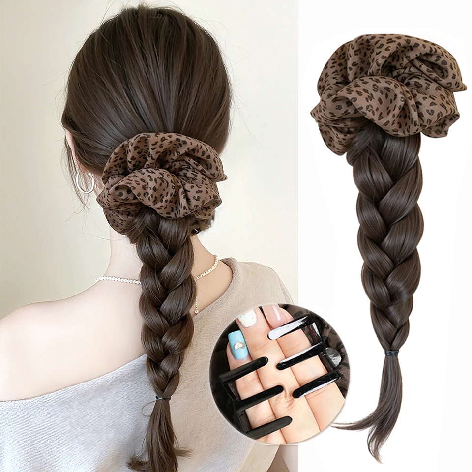 Synthetic Leopard Hair Loop Claw Clip Braided Fried Dough Twists Braid Ponytail Wig for Female Hair Accessories For Daily Party
Synthetic Leopard Hair Loop Claw Clip Braided Fried Dough Twists Braid Ponytail Wig for Female Hair Accessories For Daily Party