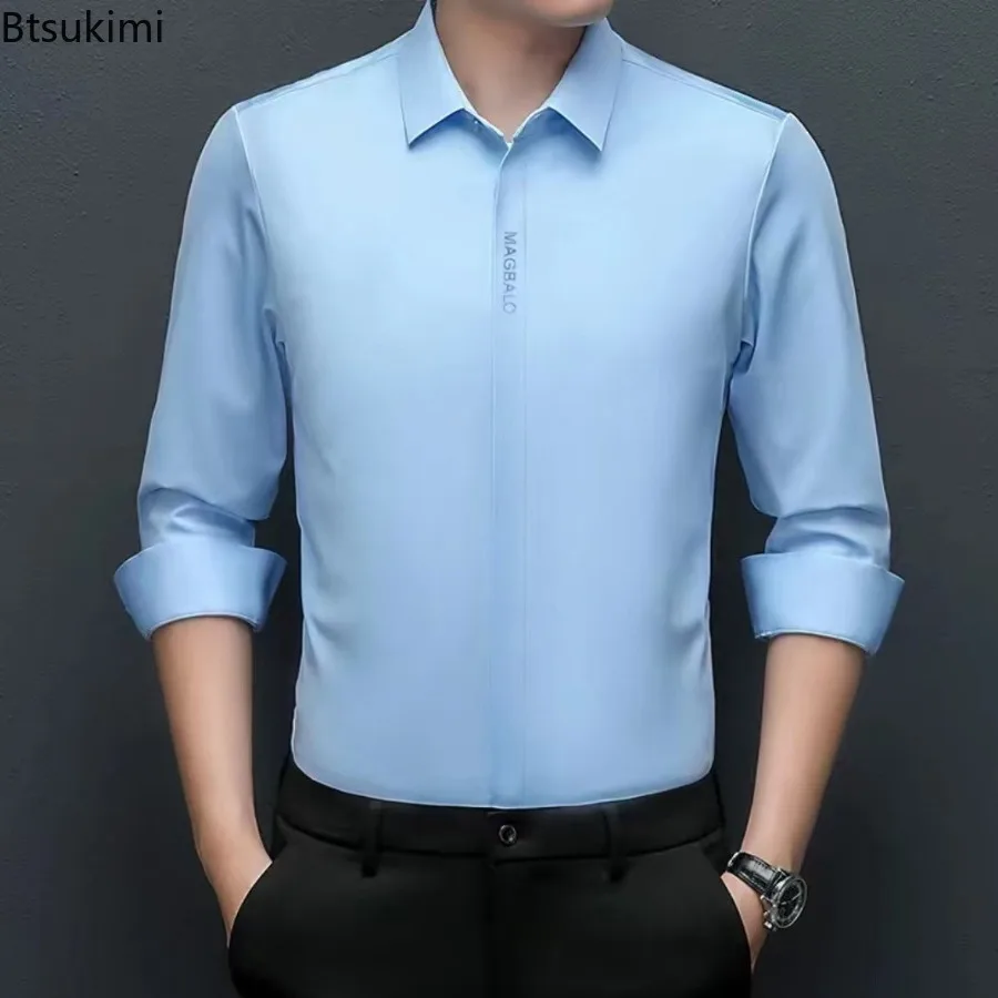 Hidden Button Shirt Men's Long Sleeve Business Casual Shirts Anti-Wrinkle Elastic Non-iron Spring Autumn High-End Irt Fitted Top
Hidden Button Shirt Men's Long Sleeve Business Casual Shirts Anti-Wrinkle Elastic Non-iron Spring Autumn High-End Irt Fitted Top