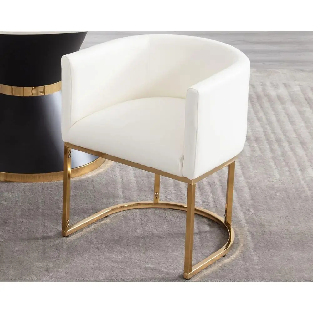 White Leather Barrel Back Upholstered Dining Chair, Padded Seat for Restaurant or Home Dining Room, 1 Piece
White Leather Barrel Back Upholstered Dining Chair, Padded Seat for Restaurant or Home Dining Room, 1 Piece