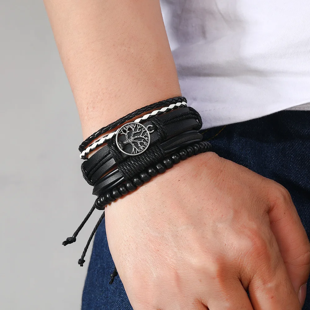 Vintage Leather Bracelet Set for Men Tree of Life Charm Black Brown Woven Rope Wooded Beads Chain Bangle Women Handmade Jewelry
Vintage Leather Bracelet Set for Men Tree of Life Charm Black Brown Woven Rope Wooded Beads Chain Bangle Women Handmade Jewelry