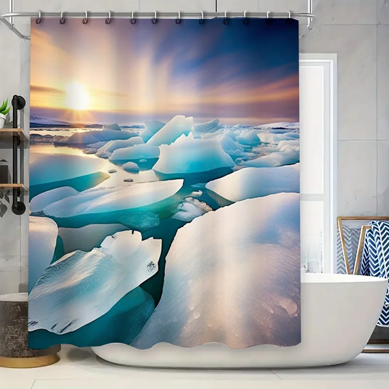 Занавеска для душа Iceberg, водонепроницаемая, с принтом, по индивидуальному заказу для декора ванной комнаты, украшение дома, синие океанские лучи от солнца 
Занавеска для душа Iceberg, водонепроницаемая, с принтом, по индивидуальному заказу для декора ванной комнаты, украшение дома, синие океанские лучи от солнца