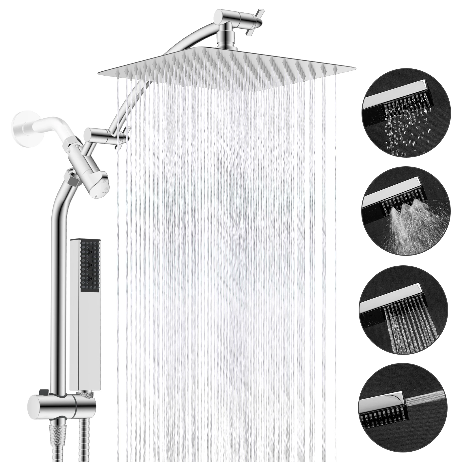 Dual Shower Head Combo, 10'' High Pressure Rain/Rainfall Shower Head, with Adjustable Slide Bar
Dual Shower Head Combo, 10'' High Pressure Rain/Rainfall Shower Head, with Adjustable Slide Bar