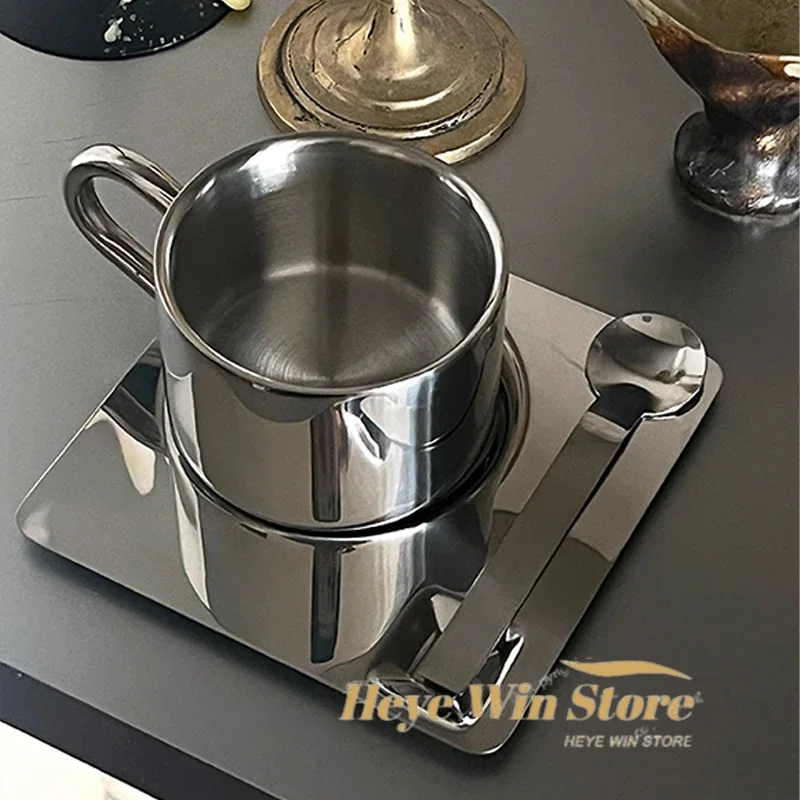 3pcs 304 Stainless Steel Coffee Cup Set Double Walled Heat Resistant Mug with Saucer Spoon Tableware Kitchen Cafe Accessories
3pcs 304 Stainless Steel Coffee Cup Set Double Walled Heat Resistant Mug with Saucer Spoon Tableware Kitchen Cafe Accessories