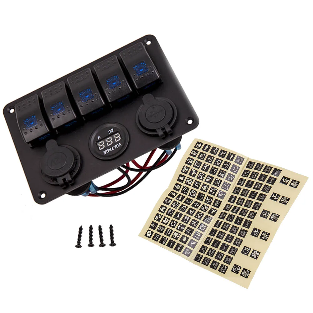 Multi-function Headlights 5 Gang On-Off Toggle Switch Control Panel Dual USB
Multi-function Headlights 5 Gang On-Off Toggle Switch Control Panel Dual USB
