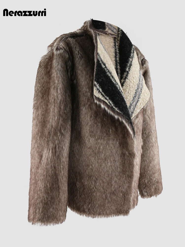 Nerazzurri Winter Oversized Thick Warm Colorful Multicolored Faux Sheepskin Coat Women Luxury Designer Clothes Fluffy Jacket
Nerazzurri Winter Oversized Thick Warm Colorful Multicolored Faux Sheepskin Coat Women Luxury Designer Clothes Fluffy Jacket