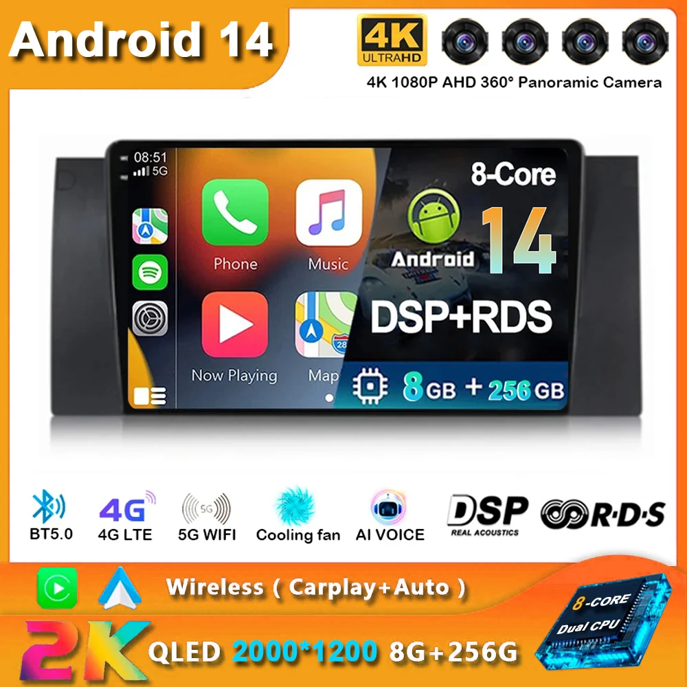 Android 14 Carplay Auto Car Radio For BMW M5 E39 E53 X5 1999 - 2006 Navigation GPS Multimedia Player Video Stereo WiFi+4G BT DVD
Android 14 Carplay Auto Car Radio For BMW M5 E39 E53 X5 1999 - 2006 Navigation GPS Multimedia Player Video Stereo WiFi+4G BT DVD