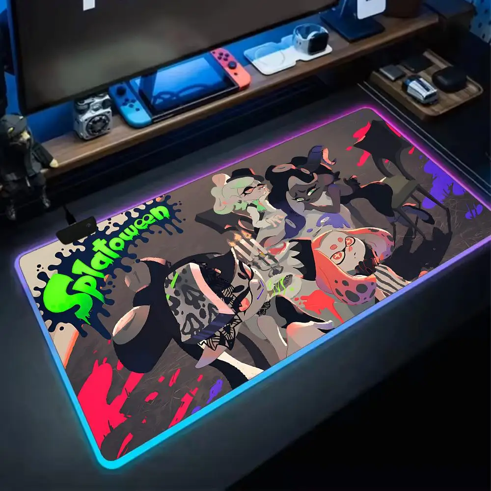 Крутой коврик для мыши Splatoon, игровой коврик для мыши в стиле аниме, светодиодные настольные коврики с подсветкой, резиновые настольные коврики XXL RGB
Крутой коврик для мыши Splatoon, игровой коврик для мыши в стиле аниме, светодиодные настольные коврики с подсветкой, резиновые настольные коврики XXL RGB