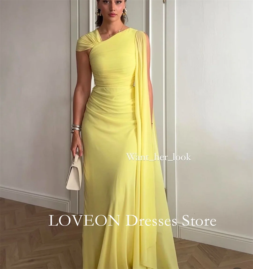 One-Shoulder Chiffon Yellow Formal Evening Dresses Pleat Sleeveless فساتين سهرة Customized Elegant Prom Growns Party Women
One-Shoulder Chiffon Yellow Formal Evening Dresses Pleat Sleeveless فساتين سهرة Customized Elegant Prom Growns Party Women