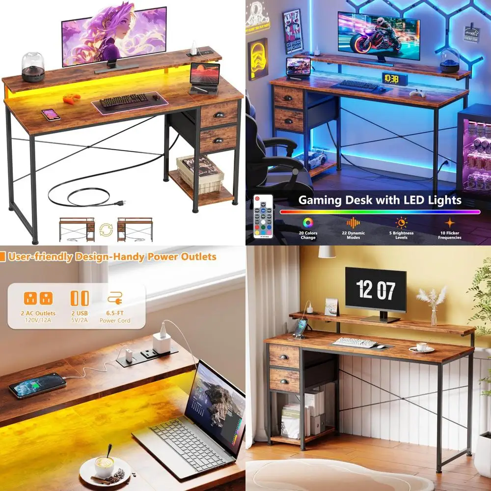 LED-Illuminated 55 Inch Computer Desk with Storage and Monitor Stand for Home Office Workstation
LED-Illuminated 55 Inch Computer Desk with Storage and Monitor Stand for Home Office Workstation