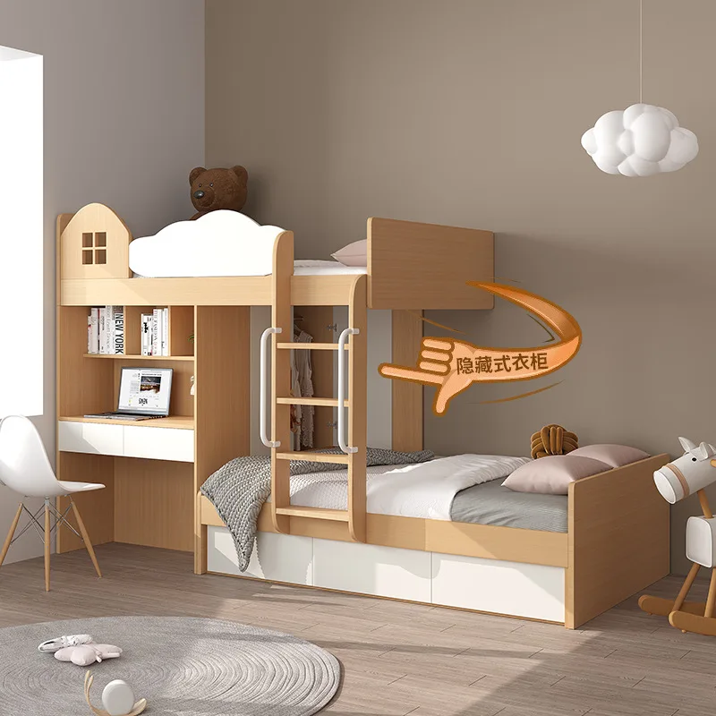 Multifunctional combination upper and lower beds, staggered small apartment, mother and child bed with desk
Multifunctional combination upper and lower beds, staggered small apartment, mother and child bed with desk
