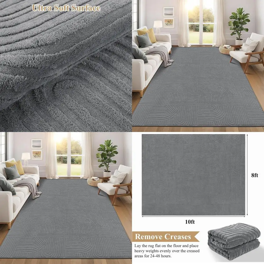 Современные серые моющиеся коврики 8x10 для гостиных, мягкий пушистый напольный чехол для спален, детских комнат, столовой и офиса
Современные серые моющиеся коврики 8x10 для гостиных, мягкий пушистый напольный чехол для спален, детских комнат, столовой и офиса