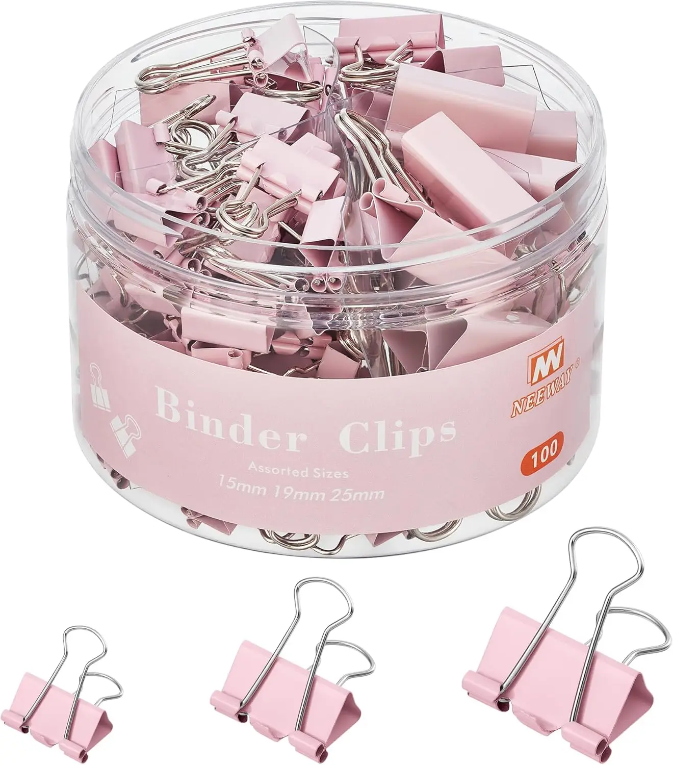 100 Count Binder Clips Assorted Sizes, Metal Paper Clamps for Office and Home, Pink
100 Count Binder Clips Assorted Sizes, Metal Paper Clamps for Office and Home, Pink