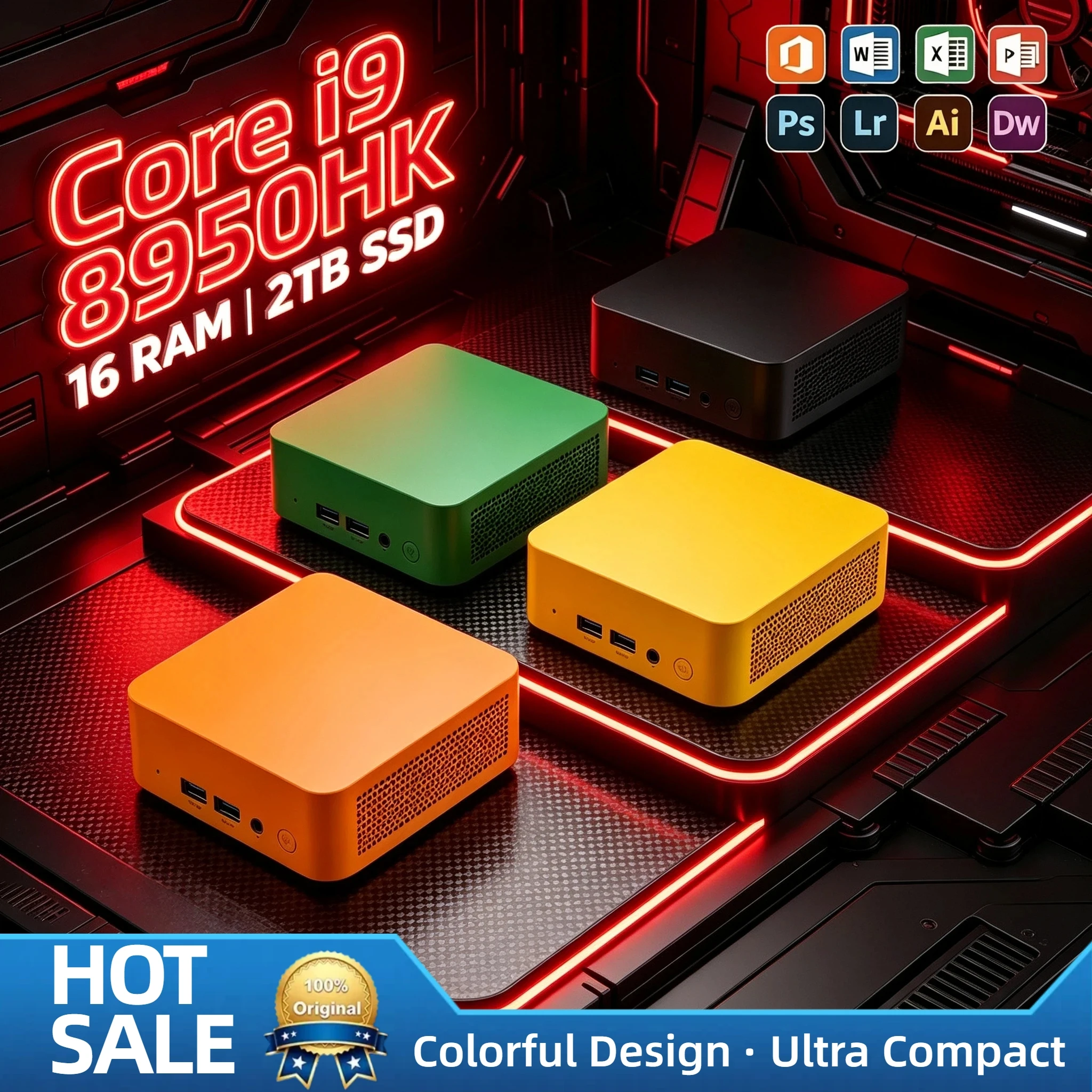 Intel i9-8950HK Mini Desktop 16GB DDR4 1TB 2TB M.2 NVMe SSD WiFi6 BT5.2 Low Power PC Pro Dual HDMI Ports
Intel i9-8950HK Mini Desktop 16GB DDR4 1TB 2TB M.2 NVMe SSD WiFi6 BT5.2 Low Power PC Pro Dual HDMI Ports