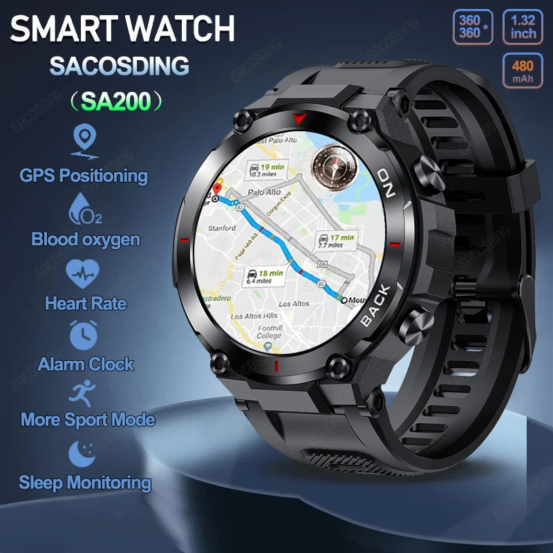 SACOSDING SA200 GPS Smart Watch Sports Fitness Heart Rate Monitor Built-in GPS Positioning IP68 Waterproof Military Smartwatch
SACOSDING SA200 GPS Smart Watch Sports Fitness Heart Rate Monitor Built-in GPS Positioning IP68 Waterproof Military Smartwatch