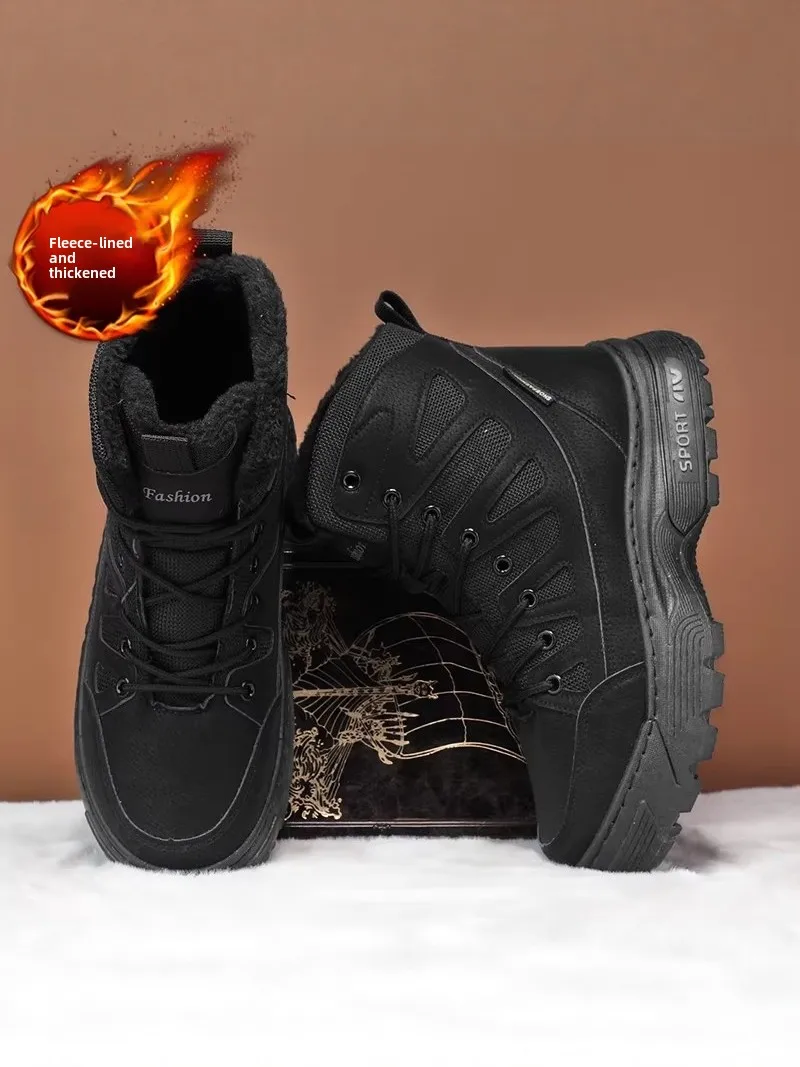 Men's High-Top Cotton Boots Winter Outdoor Thickened Fleece Lined Style Warm Workwear Snow Boots PU Leather round Toe
Men's High-Top Cotton Boots Winter Outdoor Thickened Fleece Lined Style Warm Workwear Snow Boots PU Leather round Toe