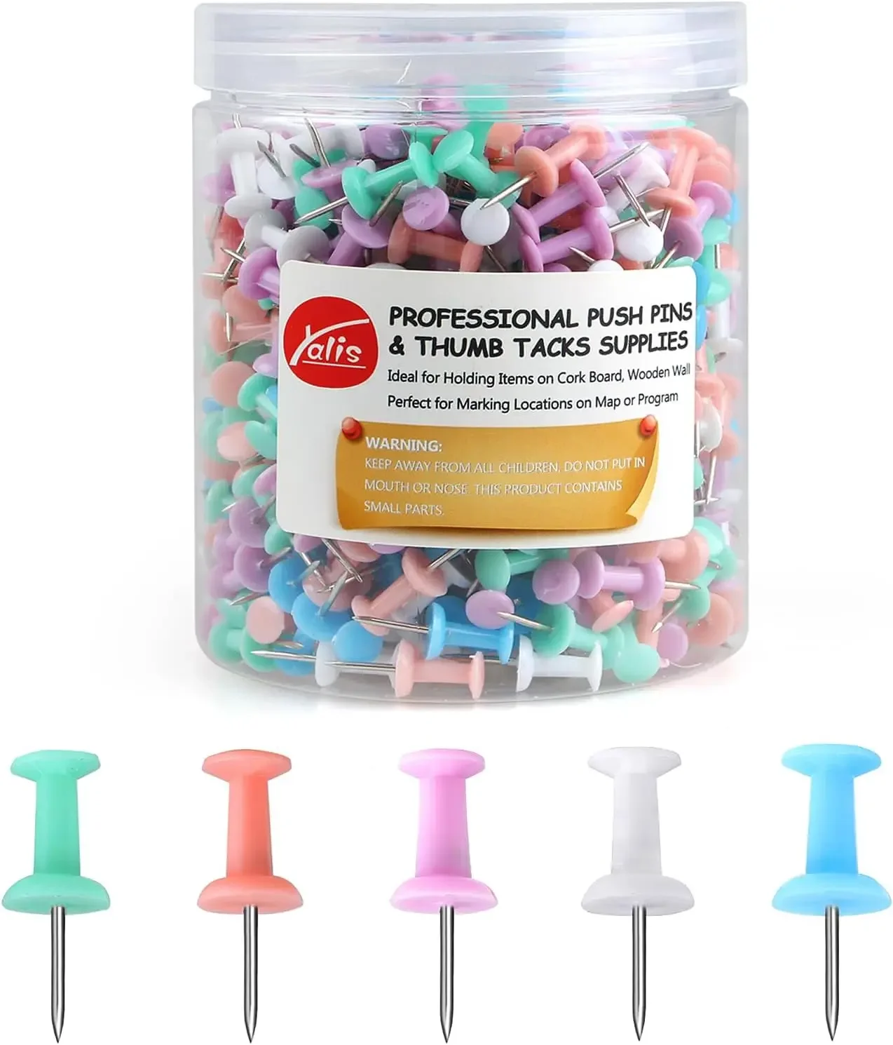 600 Multicolored Thumb Tacks With Steel Points & Plastic Heads In Macarone Colors
600 Multicolored Thumb Tacks With Steel Points & Plastic Heads In Macarone Colors