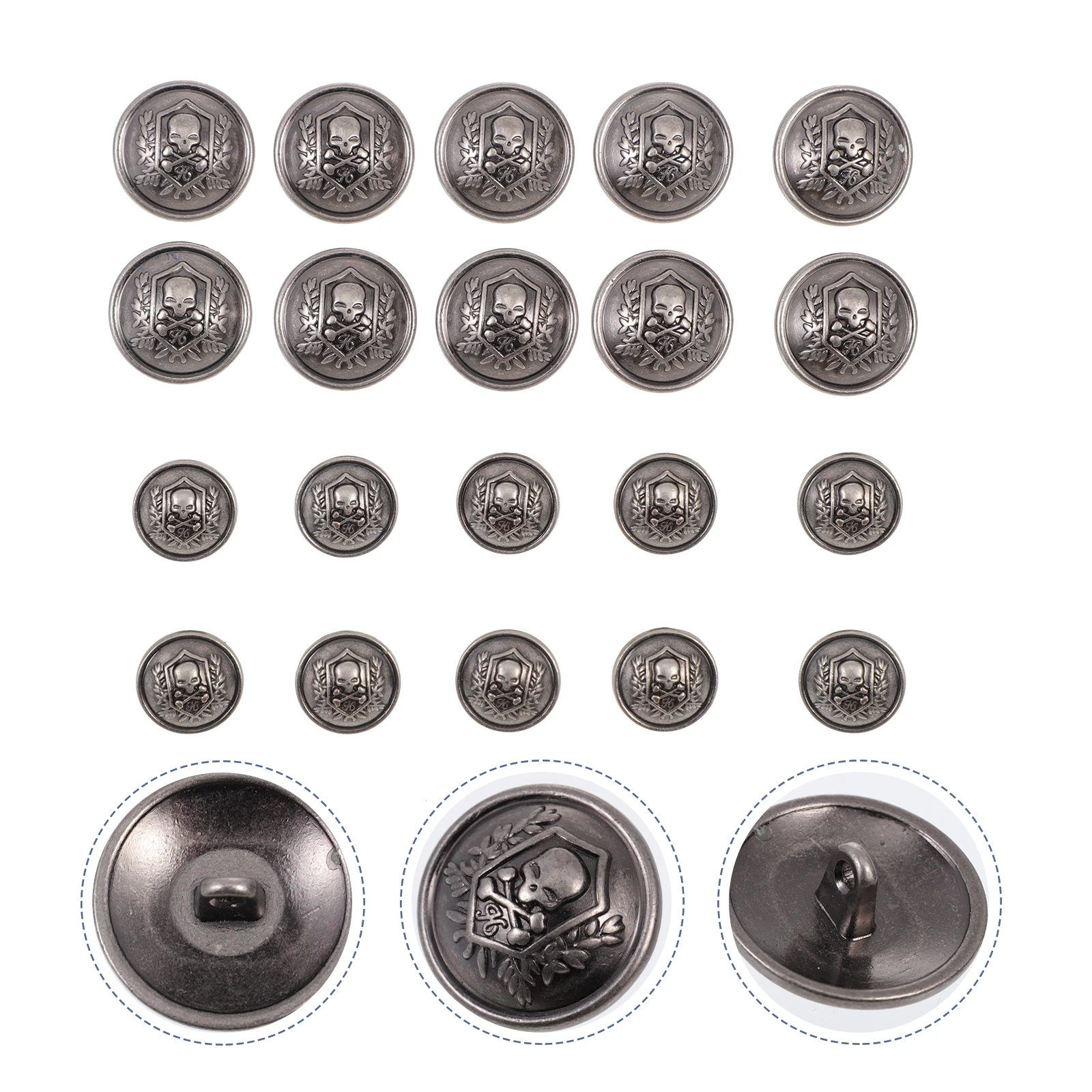 20pcs Metal Skull Buttons 15mm 21mm Alloy Sewing DIY Clothing Accessories Vintage Fashion Embellishment Garment
20pcs Metal Skull Buttons 15mm 21mm Alloy Sewing DIY Clothing Accessories Vintage Fashion Embellishment Garment