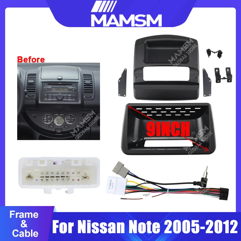 Автомобильная рамка радиоприемника Android для Nissan Note 2005-2012 9-дюймовая 2DIN панель стерео панель 16PIN жгут проводов декодер Canbus
Автомобильная рамка радиоприемника Android для Nissan Note 2005-2012 9-дюймовая 2DIN панель стерео панель 16PIN жгут проводов декодер Canbus