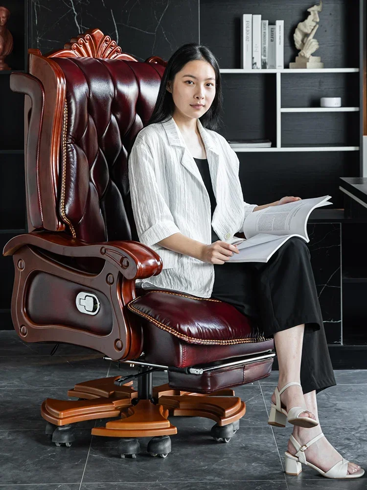 NEW Genuine leather boss chair, business massage senior class chair, reclining office c
NEW Genuine leather boss chair, business massage senior class chair, reclining office c