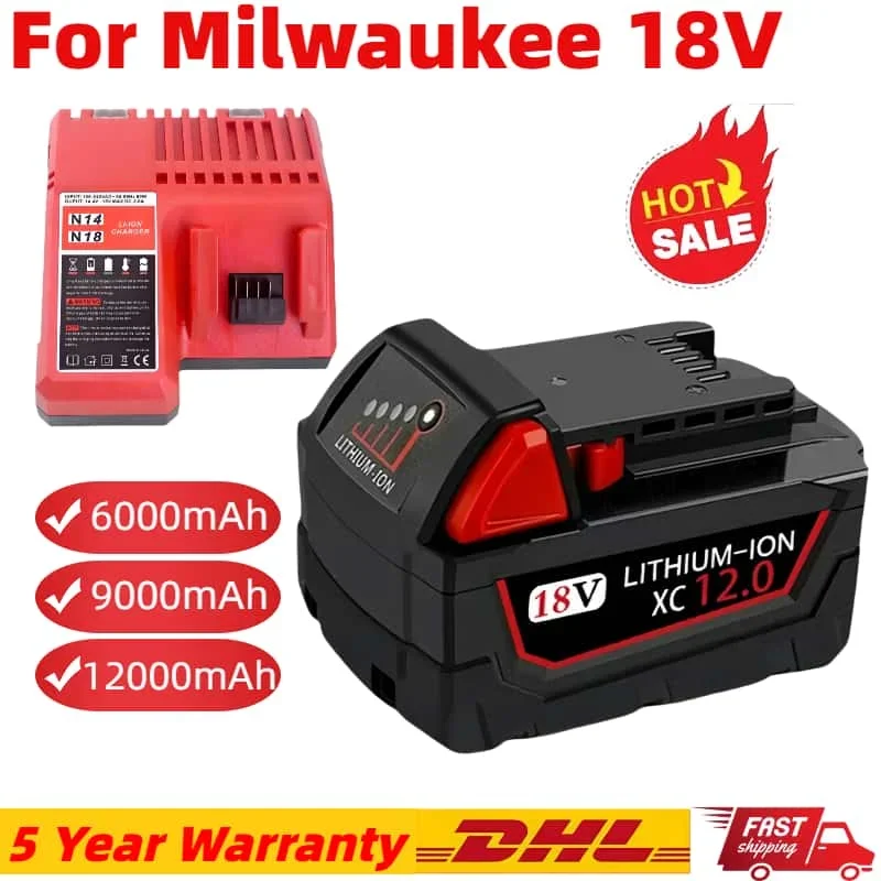 For Milwaukee M18 XC rechargeable Battery 6.0Ah/9.0Ah 48-11-1815 48-11-1850 2604-22 2604-20 2708-22 2607-22 Power Tools Battery
For Milwaukee M18 XC rechargeable Battery 6.0Ah/9.0Ah 48-11-1815 48-11-1850 2604-22 2604-20 2708-22 2607-22 Power Tools Battery