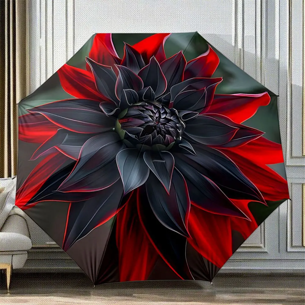 Automatic Folding Umbrella with Black & Red Floral Design - Portable Collapsible, 8-Rib Durable Iron & Plastic Frame, Automati
Automatic Folding Umbrella with Black & Red Floral Design - Portable Collapsible, 8-Rib Durable Iron & Plastic Frame, Automati