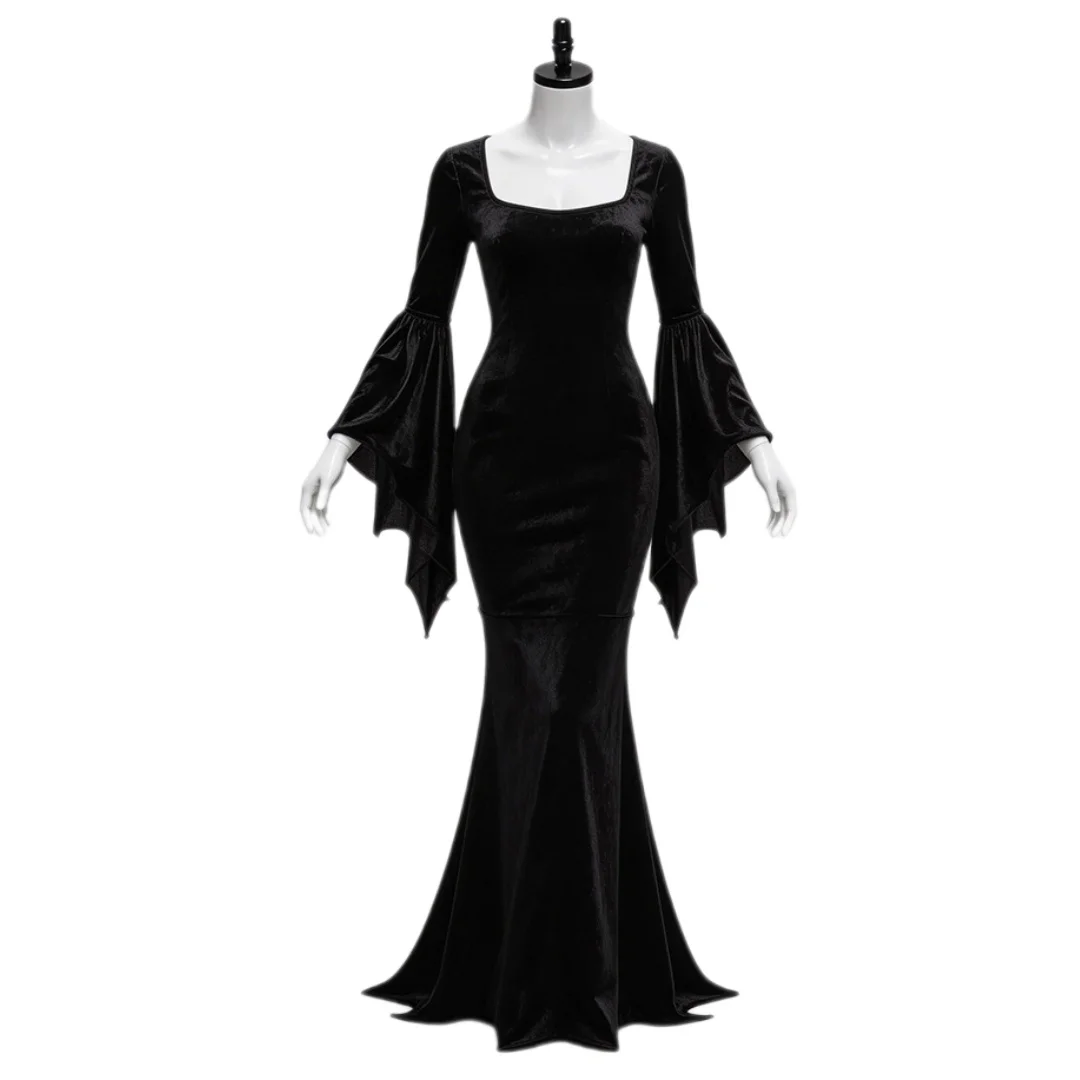 Women Gothic Victorian Flared Sleeve Fishtail Dress Renaissance Ball Gown Witch Vampire Adams Black Costume For Halloween Suit
Women Gothic Victorian Flared Sleeve Fishtail Dress Renaissance Ball Gown Witch Vampire Adams Black Costume For Halloween Suit