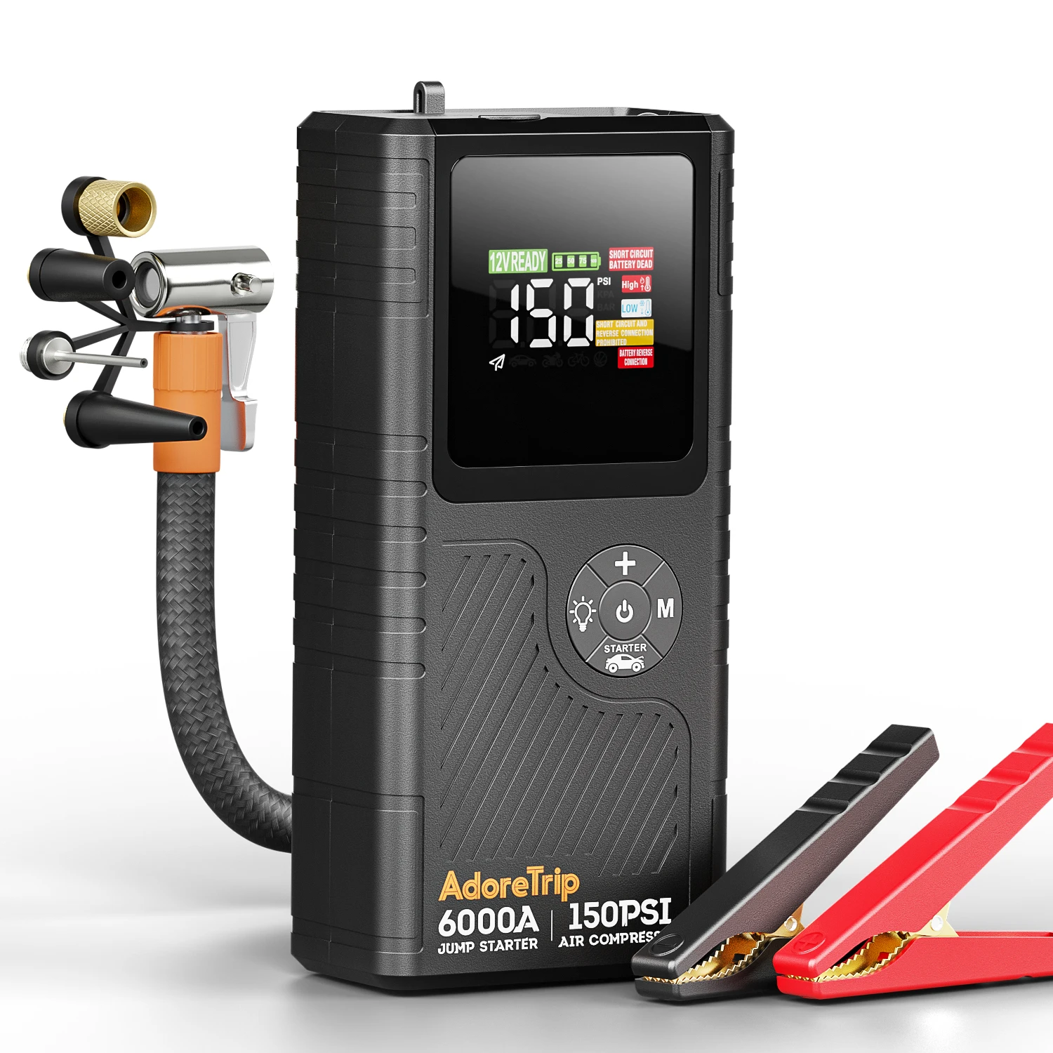 6000A Car Battery Jump Starter with 150PSI Air Compressor ,Battery Booster Starter Pack (8L Gas/6.5L Diesel) Portable Power Bank
6000A Car Battery Jump Starter with 150PSI Air Compressor ,Battery Booster Starter Pack (8L Gas/6.5L Diesel) Portable Power Bank