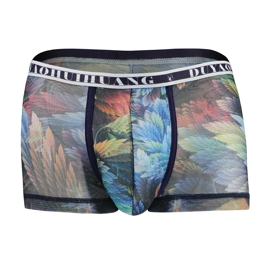 Men's Colorful Feather Print Sheer Mesh Boxer Briefs, Mid-Rise Breathable Underwear
Men's Colorful Feather Print Sheer Mesh Boxer Briefs, Mid-Rise Breathable Underwear