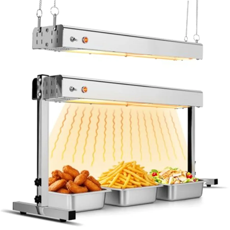 24 Commercial Infrared Food Heat Lamp for Restaurant Buffet Catering, Stainless Steel, Silver, 750W with 113-176F Temp Range
24 Commercial Infrared Food Heat Lamp for Restaurant Buffet Catering, Stainless Steel, Silver, 750W with 113-176F Temp Range